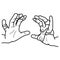 Close-up two hands of artistic gymnastics player vector illustration sketch doodle hand drawn with black lines isolated on white
