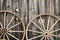 Close Up of Two Wagon Wheels