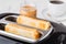 Close up of two wheat breads baked by using a toaster