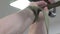 Close up of tying hands straps in sport