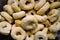 Close-up of typical Italian food product called `taralli`
