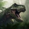 close up of tyrannosaurus in the jungle generative AI