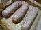 Close-up of uncooked organic sausages