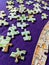 Close Up of Unfinished Jigsaw Puzzle Pieces