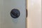 Close up of unlocked deadbolt latch on home door
