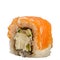 Close up Uramaki Philadelphia. Sushi rolls with salmon, nori, rice and cheese