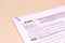 Close Up of USA Tax Form type W-8BEN, certificate of foreign status of beneficial owner for united states tax withholding