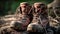 Close-Up Of Used Brown Hiker Boots Standing On A Stone In Nature Symbolizing Lifes Journey - Generative AI