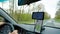 Close-up of using GPS Navigation inside car