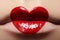 Close-up of Valentines day lips make-up