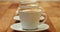 Close-up of various coffee cup with saucer