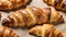 Close up of various croissant pastries