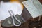 Close-up of a various parts of jaw harps, khomuses, folk musical instruments, selective focus