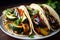 Close-up of Vegetarian Tacos with Grilled Veggies and Tangy Chipotle Sauce