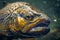 Close up of a Vibrant Brown Trout Fish Underwater with Bubbles in a Natural Freshwater Habitat