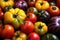 close-up of vibrant heirloom tomatoes