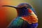 Close-Up of a Vibrant Hummingbird. AI