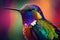 Close-Up of a Vibrant Hummingbird. AI