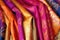 close-up of vibrant silk saree fabric patterns