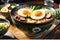 Close-up of a vibrant, steaming bowl of ramen with succulent pork slices, soft-boiled egg with runny yolk