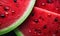 Close-up of vibrant watermelon slices against a dark backdrop. Created by AI