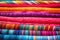 close-up of vibrant woven textiles