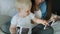 Close up video of mother and son browsing ultrasound images