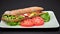 Close up video of tasty caprese sandwich