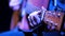 Close up view of acoustic guitar at rock concert