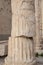 Close-up view of the ancient doric column in Parthenon on Acropolis Hill at night in Athens