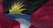Close-up view of the Antigua and Barbuda national flag waving in the wind