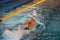 Close up view at athletic young man freestyle swimming in the pool, sport and healthy lifestyle concept. Head turned left and