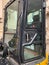 Close up view of a backhoe work cabin.