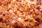 Close up view of baked piza ingredients