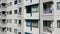 Close-up view of balconies of modern high rise apartment building