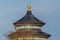 Close up view of the building in Temple of Heaven against blue sky, the landmark of Beijing, china