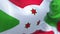 Close-up view of the Burundi national flag waving in the wind