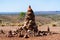 Close-up view of a Cairn in middle of Outback Australia in the red centre