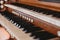 Close up view of a church pipe organ