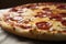 A close-up view of a classic pepperoni pizza. (Generative AI)