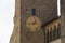 Close up view of clock tower of the Communal Palace or Palazzo Dei Priori in Arezzo, Tuscany, Italy