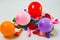 Close up view of colorful balloons isolated. Beautiful party / holiday/ celebration / birthday backgrounds