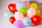 Close up view of colorful balloons isolated. Beautiful party / holiday/ celebration / birthday backgrounds