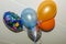 Close up view of colorful balloons isolated. Beautiful party, holiday, celebration, birthday backgrounds