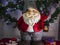 Close up view of cute gnome figure on Christmas decoration background.