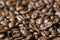 Close up view of delicious fresh textured coffee grains