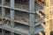 Close-up view of the detail of the new residential building. Concrete floors. Typical process of construction a modern house