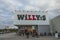 Close up view of entrance in grocery store Willy:s. Business concept.