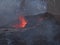 Close-up view of erupting volcano with dangerous smoke in Geldingadalir valley near Fagradalsfjall, Reykjanes, Iceland.