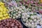 Close-up view of exotic fresh  fruits at asian street market